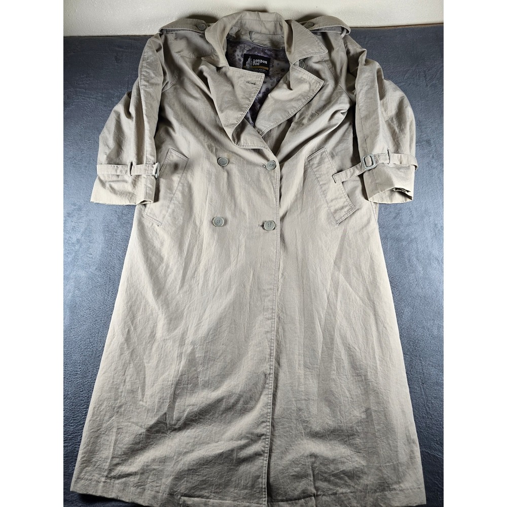 London Fog Vintage Trench Coat Tan Khaki Double Breasted Thinsulate Liner Sz 12P